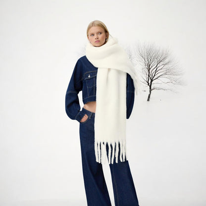 Écharpe à laine-blanche ultra-doux