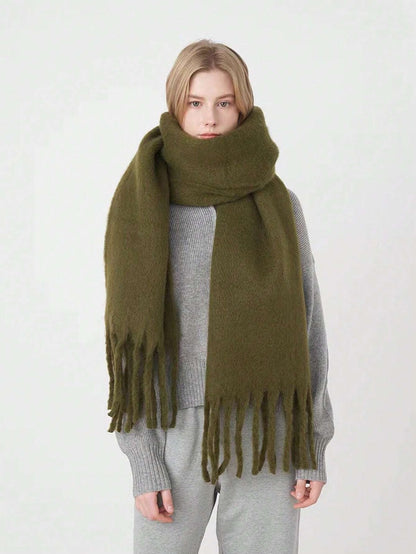 Écharpe à laine ultra-doux-vert kaki|scrafyshop chaleur & elegance pour l'hiver